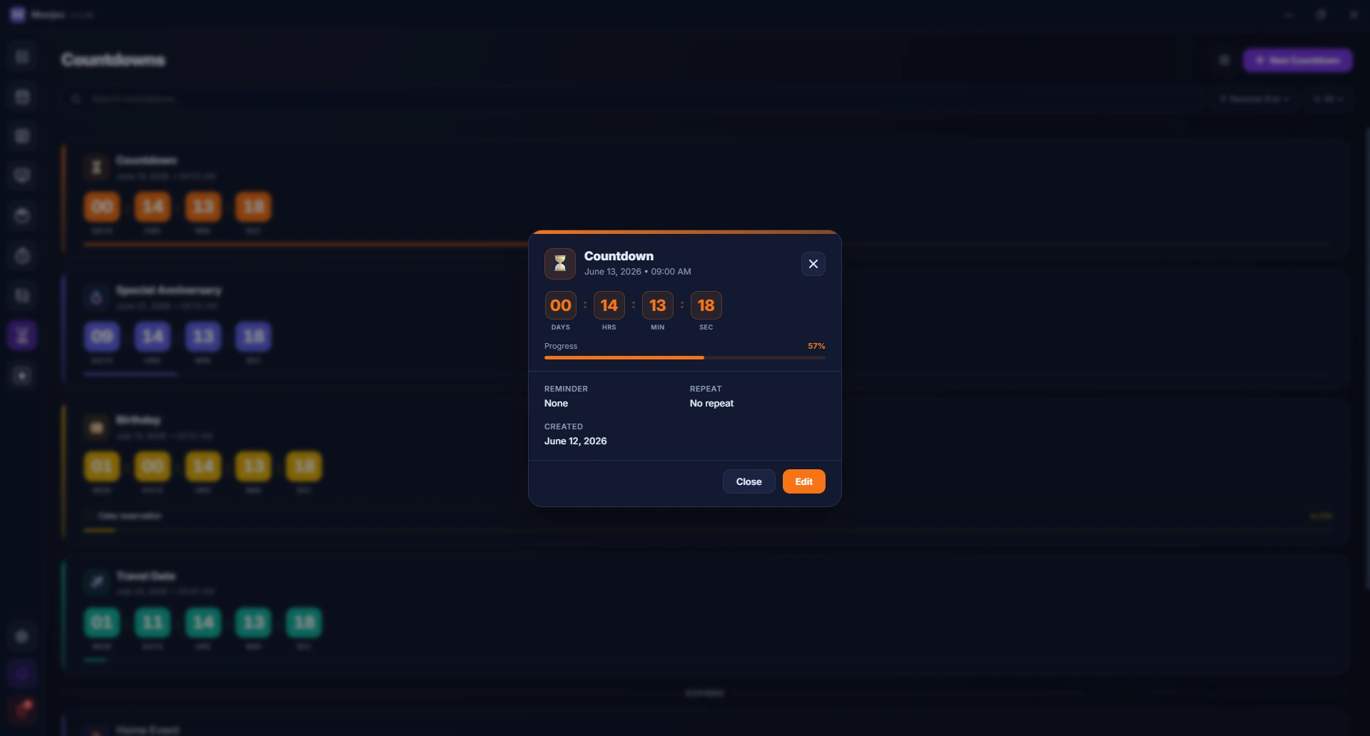 Munjez countdown — progress details