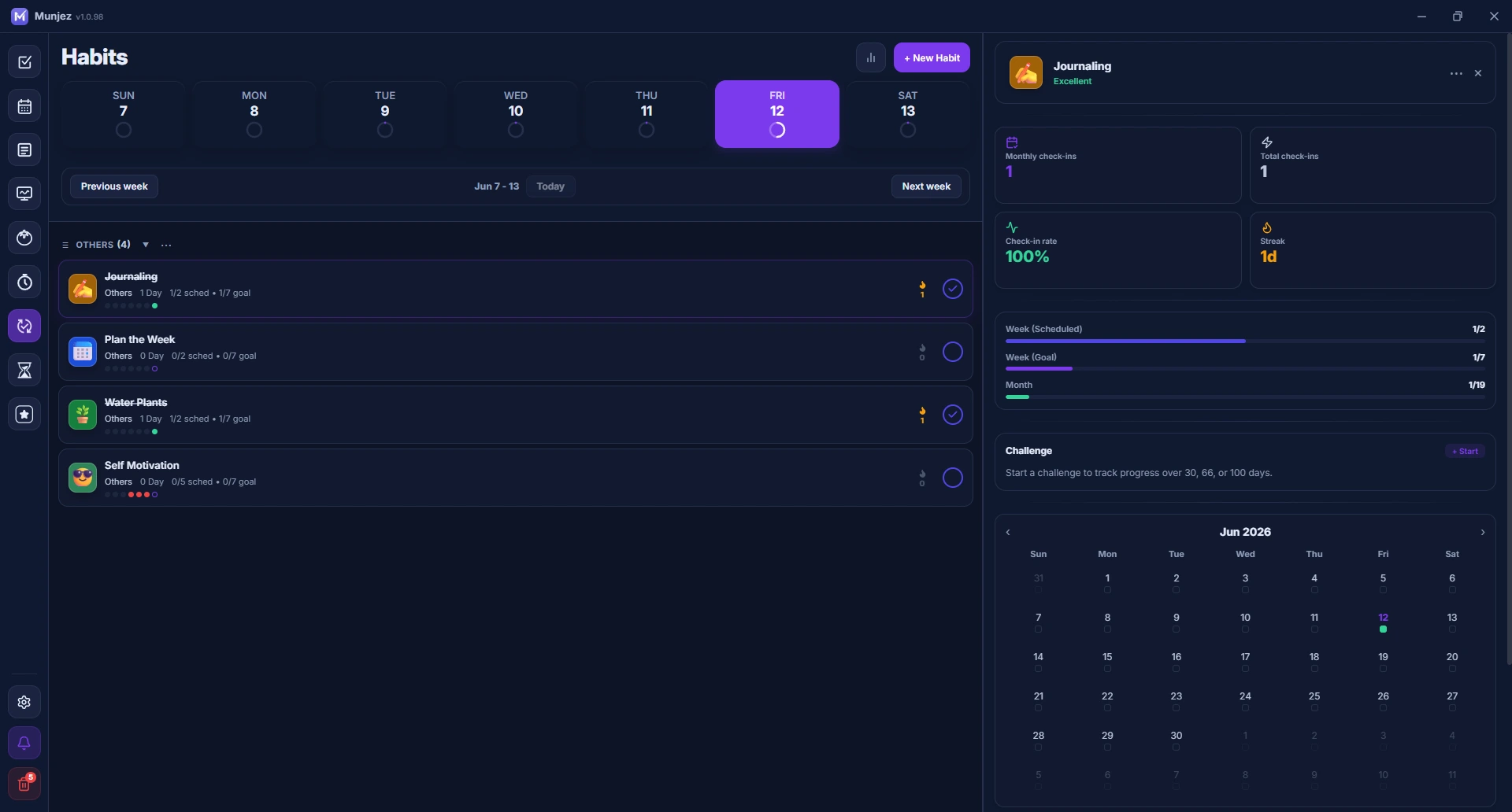 Munjez habit tracker — daily habit overview