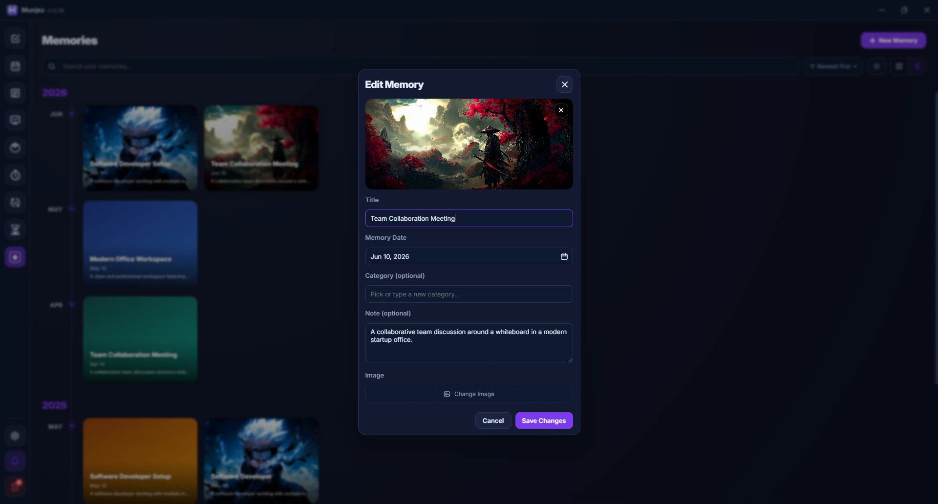 Munjez memories — calendar overview