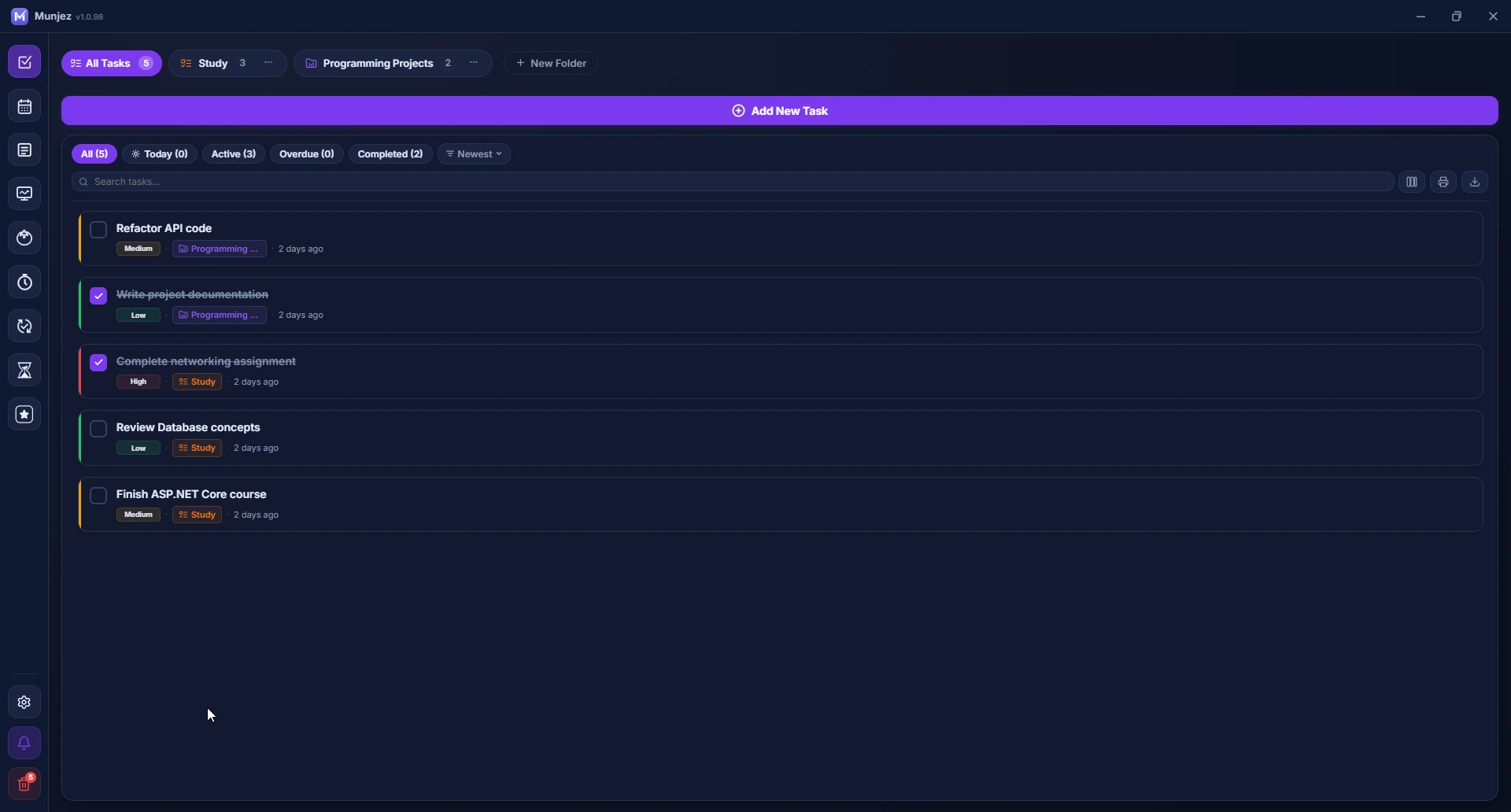 Munjez task manager — subtasks and priorities