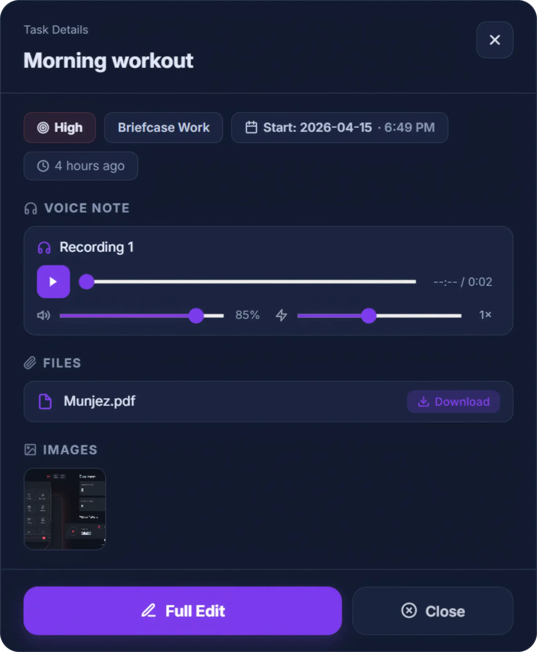 Munjez task manager — task search and quick add