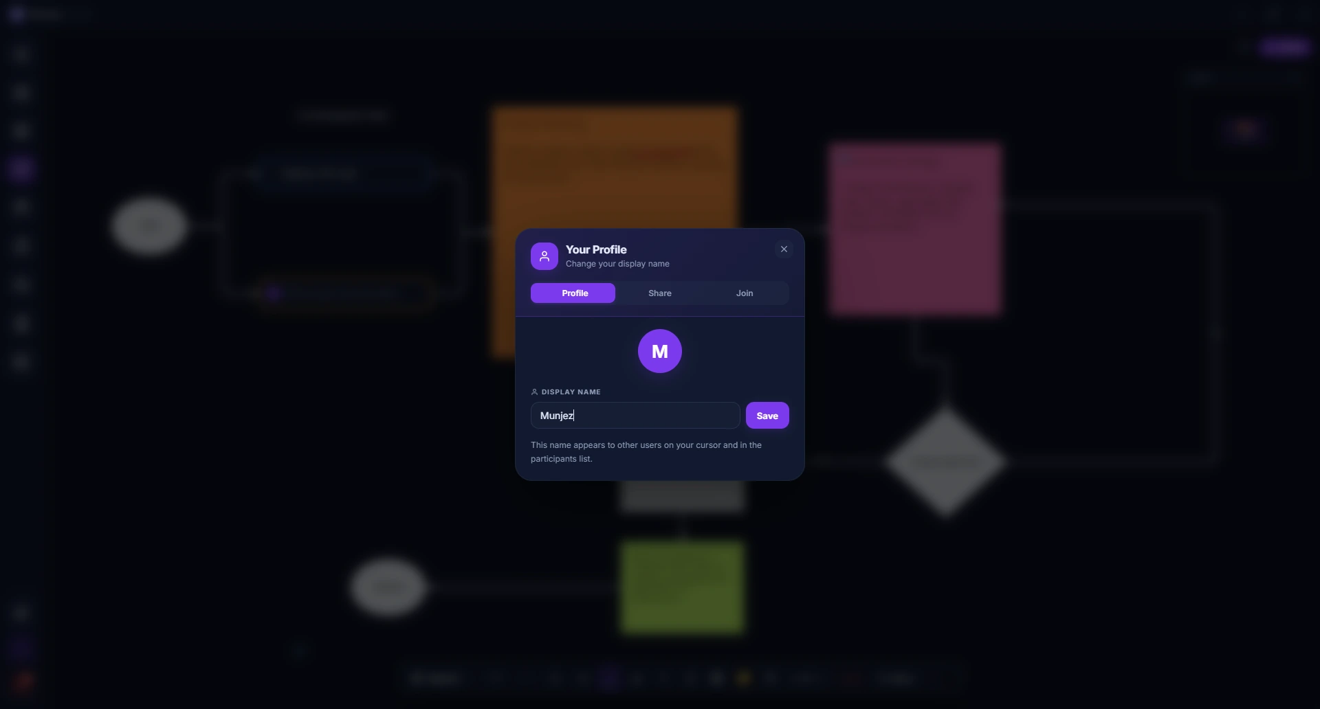 Munjez whiteboard — floating canvas controls